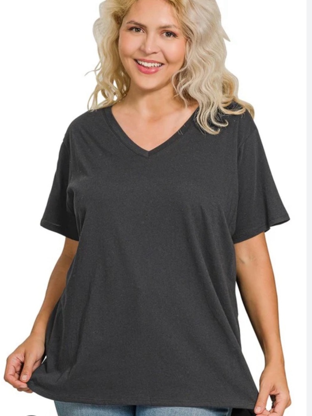 Zenana Outfitters Black V-Neck Short Sleeve Tee. Never worn.